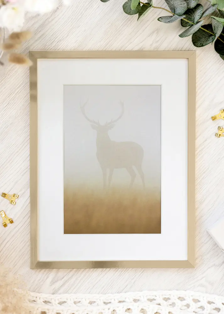 Okvir Trendy Zlato 15x20 cm - Paspartu Bijelo 4x5 inches