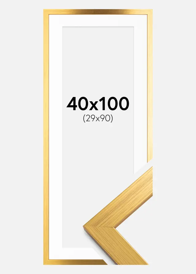 Okvir Gold Wood 40x100 cm - Paspartu Bijelo 30x91 cm