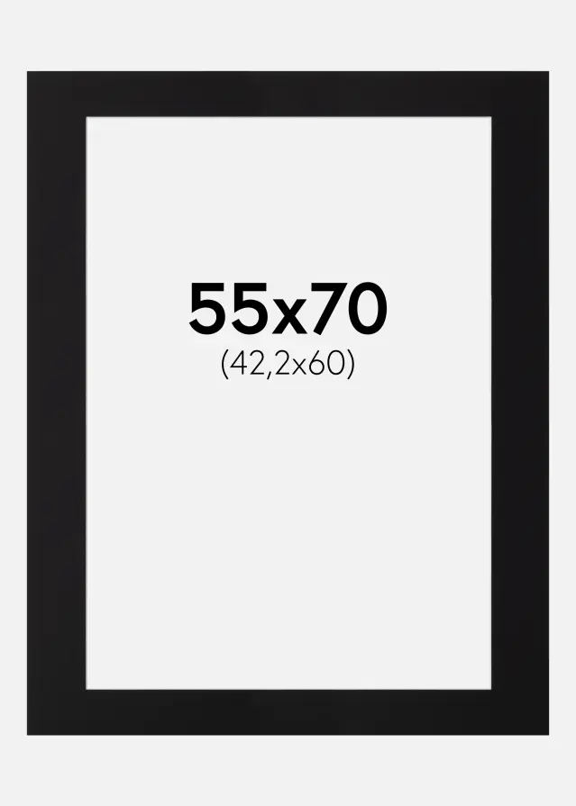 Paspartu Crno Standardni Bijeli unutarnji rub 55x70 cm (42,2x60)