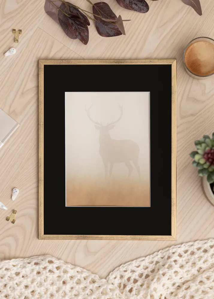 Okvir Galant Zlato 50x70 cm - Paspartu Crno 42x59,4 cm (A2)