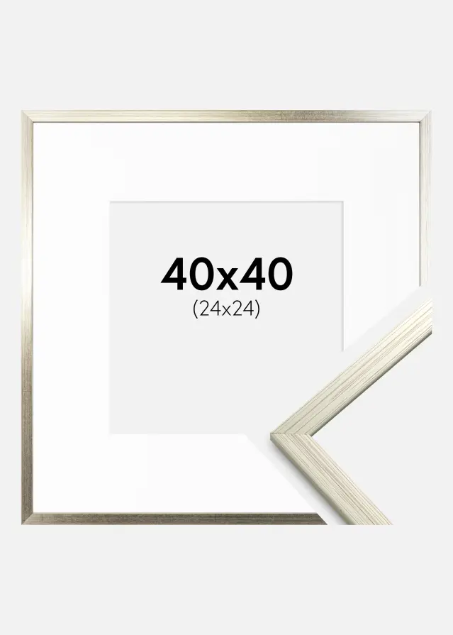 Okvir Edsbyn Srebro 40x40 cm - Paspartu Bijelo 25x25 cm