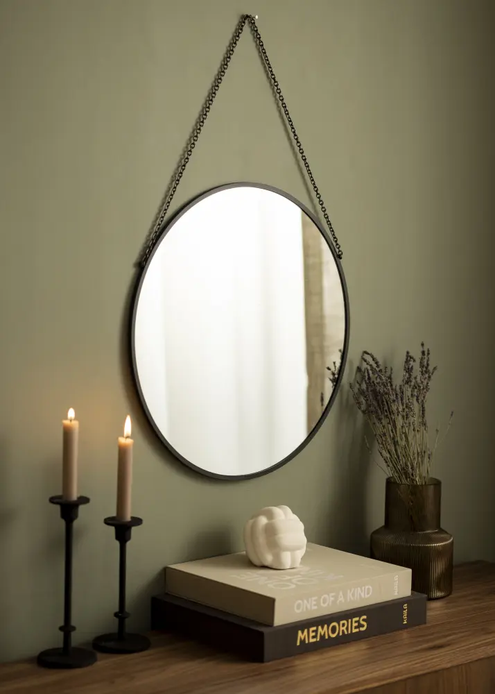 Okruglo Ogledalo Modern Crno 50 cm Ø