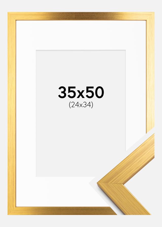 Okvir Gold Wood 35x50 cm - Paspartu Bijelo 25x35 cm