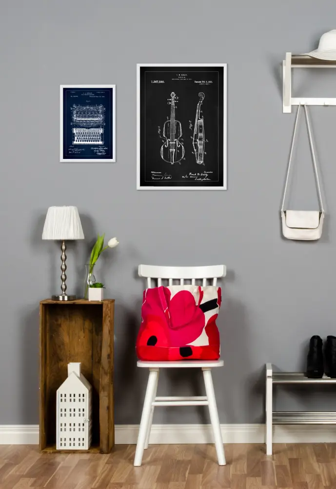 Patentni crtež - Violina - Crno Plakat