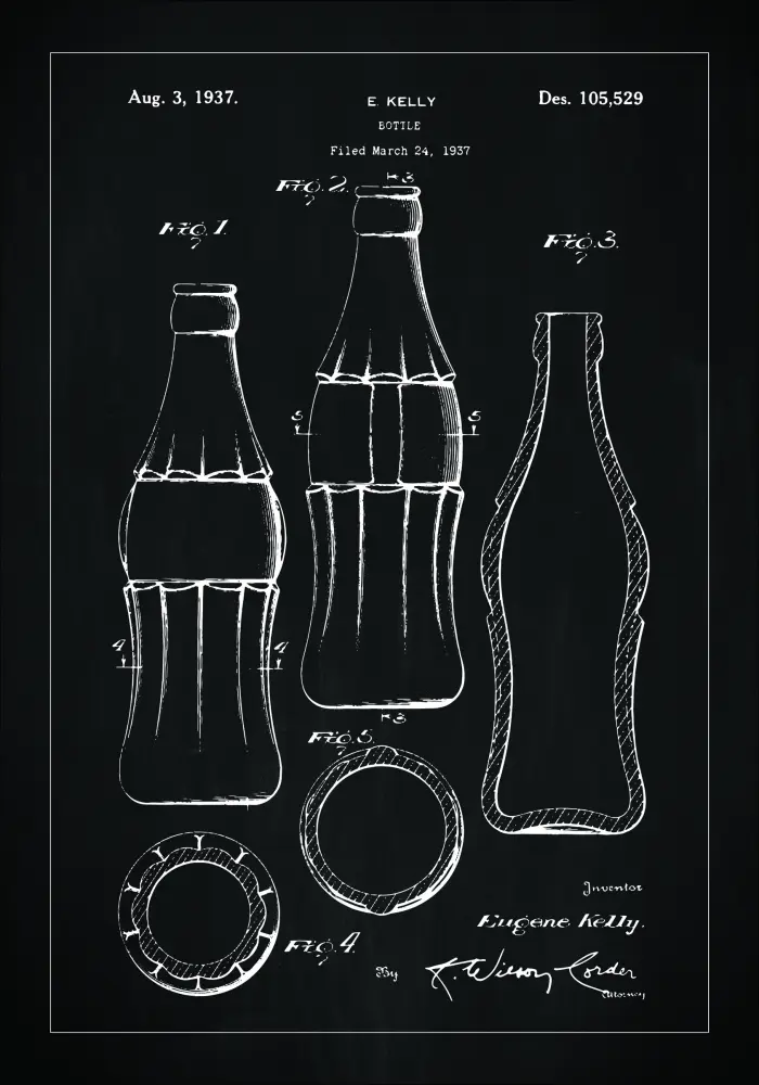 Patentni crtež - Coca Cola - Crno Plakat