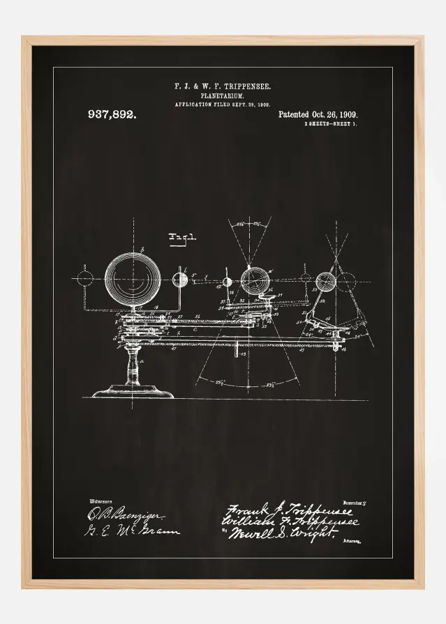 Patentni crtež - Planetarij - Crno Plakat