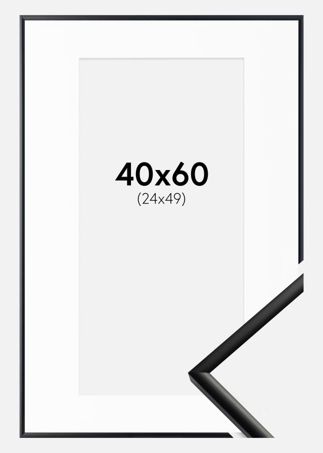 Okvir New Lifestyle Mat Crna 40x60 cm - Paspartu Bijelo 25x50 cm