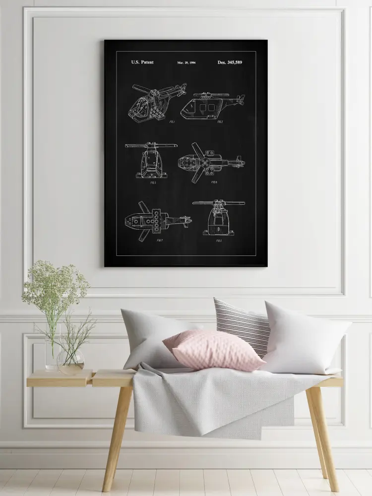 Patent Print - Lego Helicopter - Black Plakat