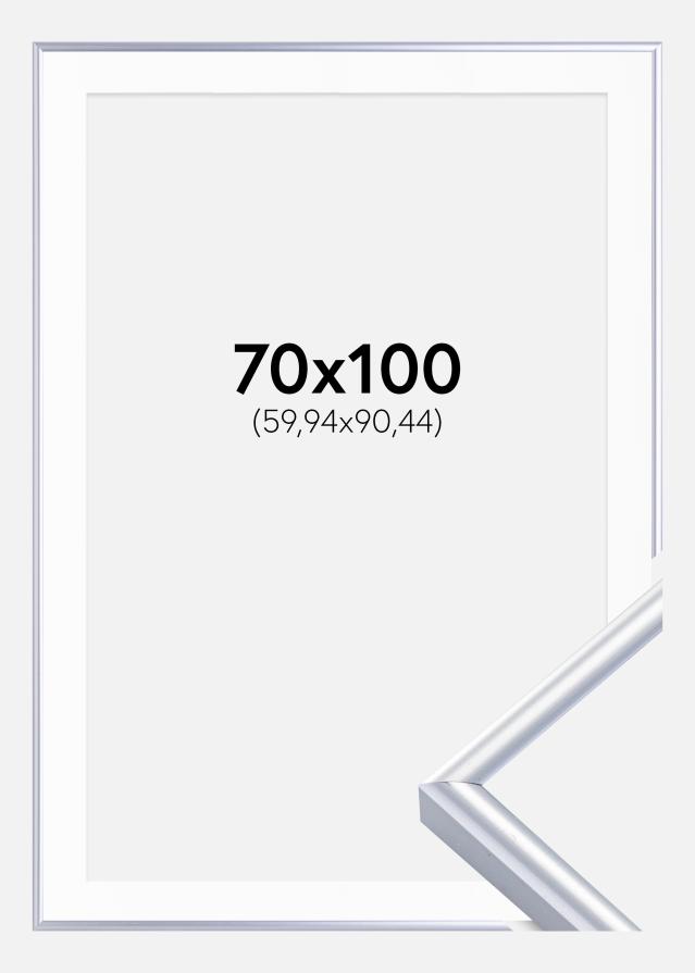 Okvir Victoria Srebro 70x100 cm - Paspartu Bijelo 24x36 inches
