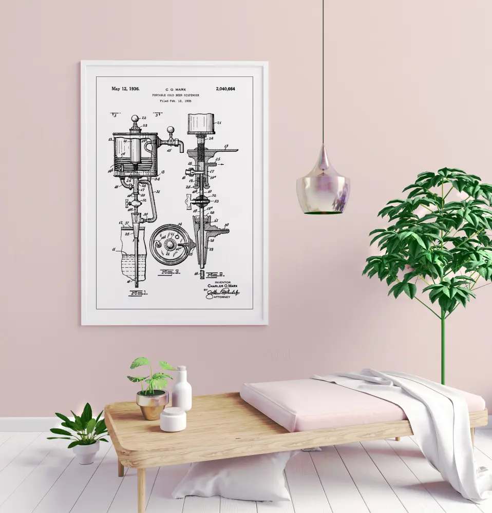 Patent Print - Portable Cold Beer Dispenser - White Plakat
