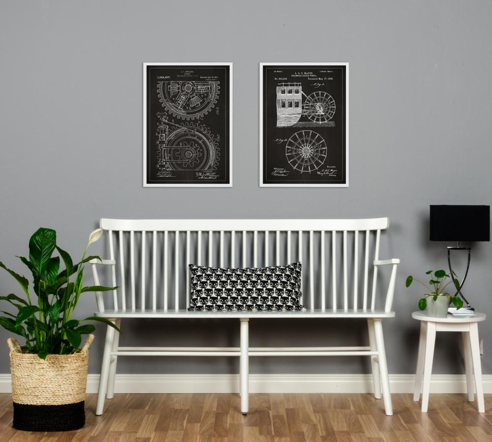 Patentni crtež - Zupčanik - Crno Plakat