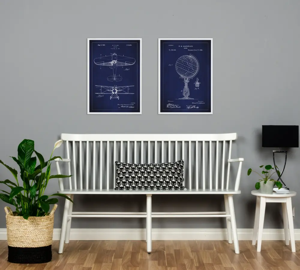 Patentni crtež - Zrakoplov - Plava Plakat