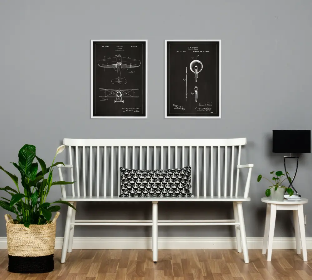 Patentni crtež - Žarulja B - Crno Plakat