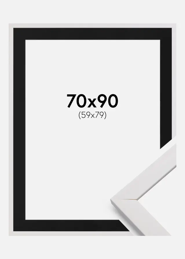 Okvir Profinjeni Bijelo 70x90 cm - Paspartu Crno 60x80 cm