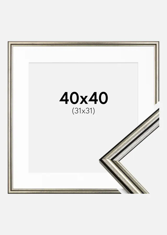 Okvir Horndal Srebro 40x40 cm - Paspartu Bijelo 32x32 cm