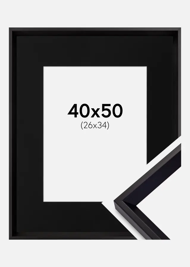 Okvir Globe Crno 40x50 cm - Paspartu Crno 27x35 cm