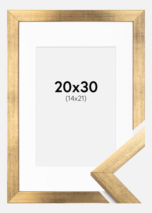 Okvir Profinjeni Zlato 20x30 cm - Paspartu Bijelo 15x22 cm