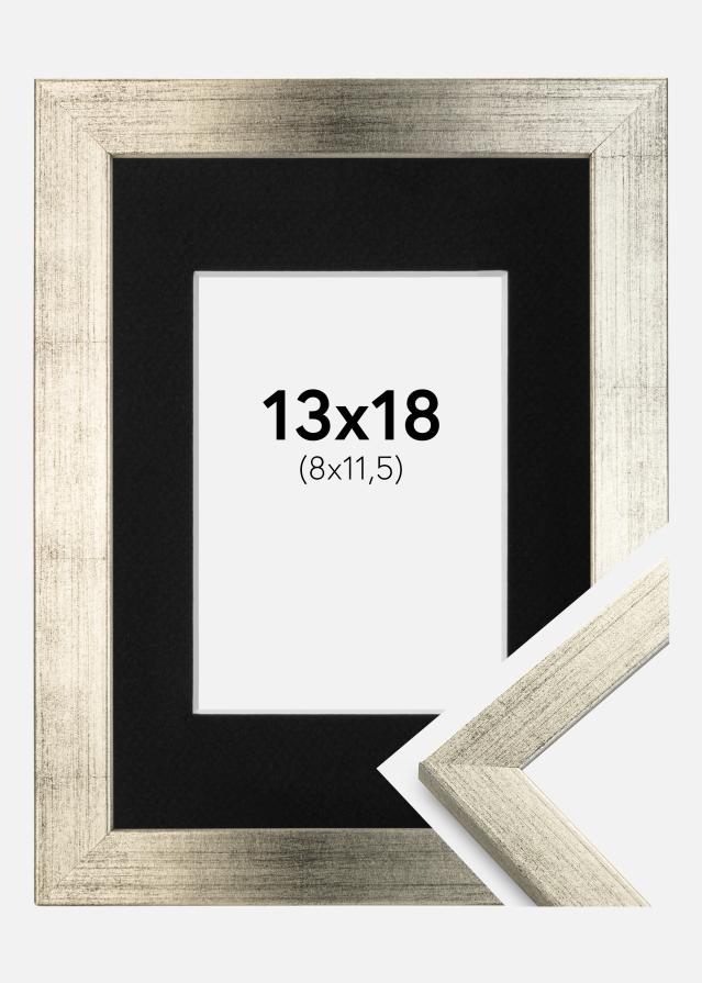 Okvir Profinjeni Srebro 13x18 cm - Paspartu Crno 9x12 cm