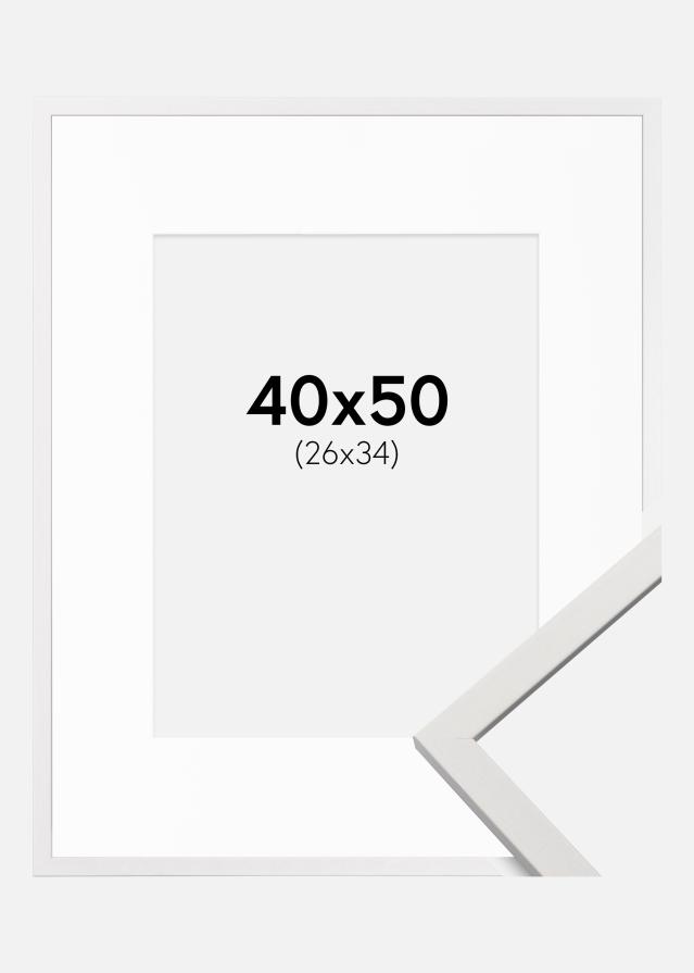 Okvir Edsbyn Bijelo 40x50 cm - Paspartu Bijelo 27x35 cm