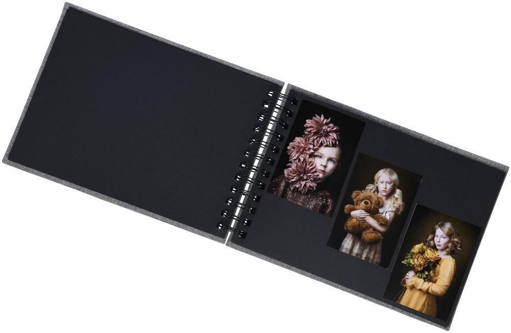 Base Line Platno Wire-O Crno 23x17 cm (40 Crne Stranice / 20 listova)