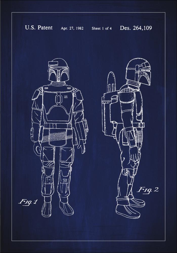 Patentni crtež - Star Wars - Boba Fett - Plava Plakat