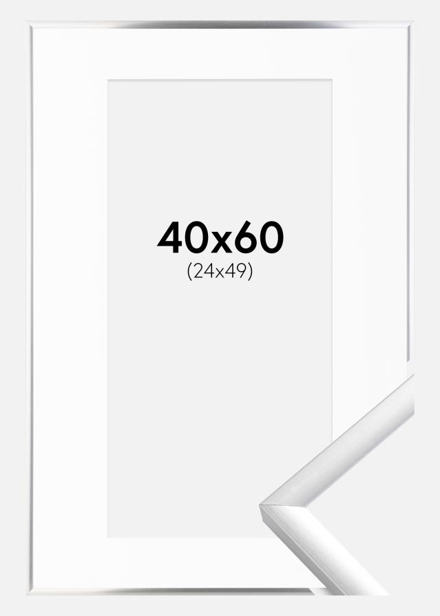 Okvir New Lifestyle Srebro 40x60 cm - Paspartu Bijelo 25x50 cm