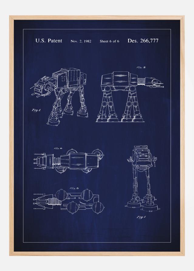 Patentni crtež - Star Wars - Walker - Plava Plakat