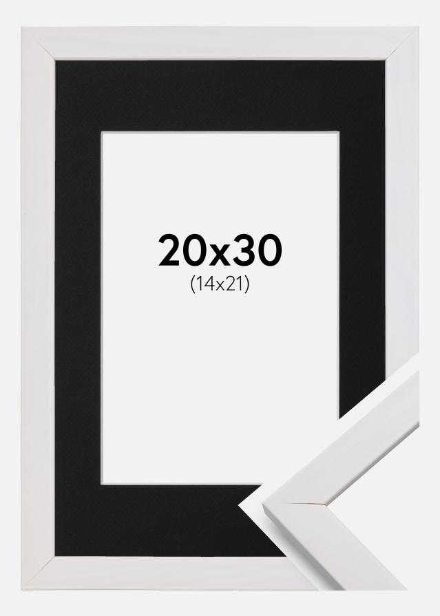 Okvir Profinjeni Bijelo 20x30 cm - Paspartu Crno 15x22 cm