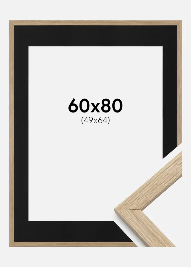 Okvir Profinjeni Hrast 60x80 cm - Paspartu Crno 50x65 cm