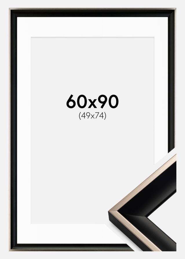 Okvir Öjaren Crno-Srebrno 60x90 cm - Paspartu Bijelo 50x75 cm
