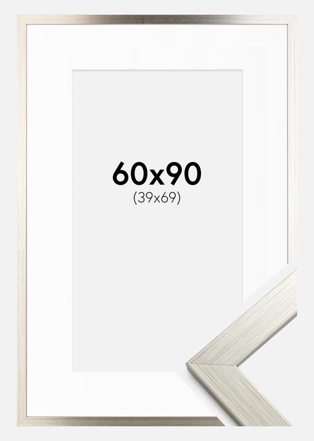 Okvir Srebro Wood 60x90 cm - Paspartu Bijelo 40x70 cm