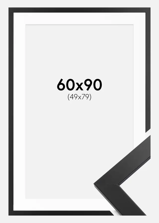 Okvir Black Wood 60x90 cm - Paspartu Bijelo 50x80 cm