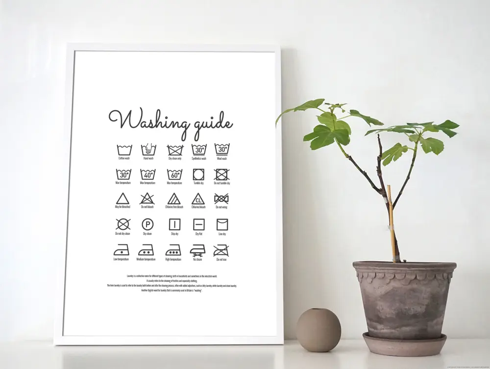 Washing guide white Plakat