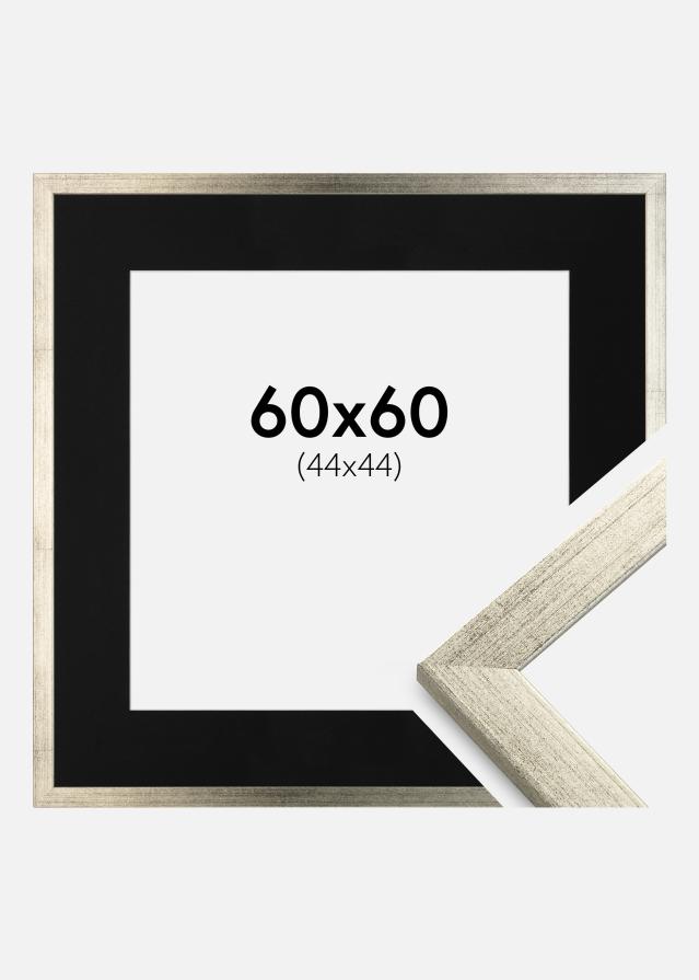 Okvir Profinjeni Srebro 60x60 cm - Paspartu Crno 45x45 cm