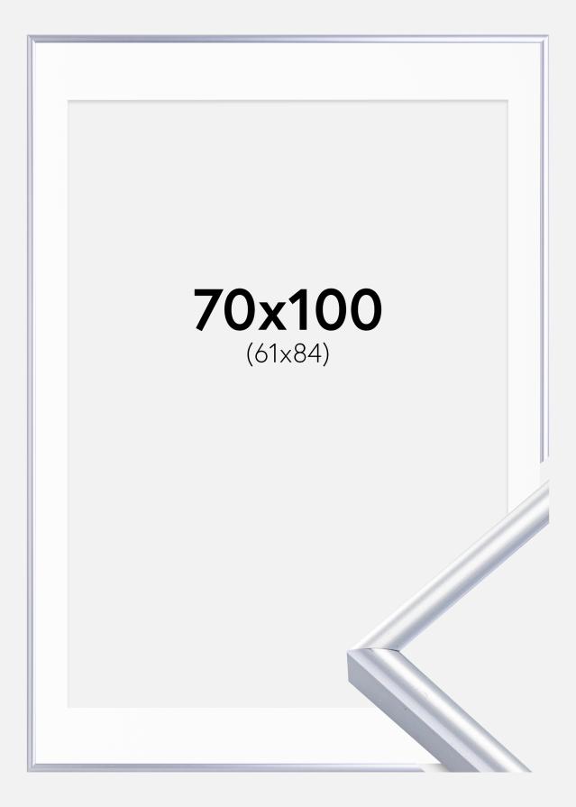 Okvir Victoria Srebro 70x100 cm - Paspartu Bijelo 62x85 cm