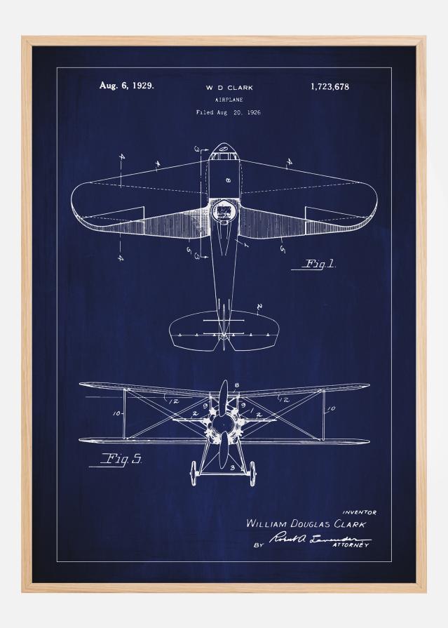Patentni crtež - Zrakoplov - Plava Plakat
