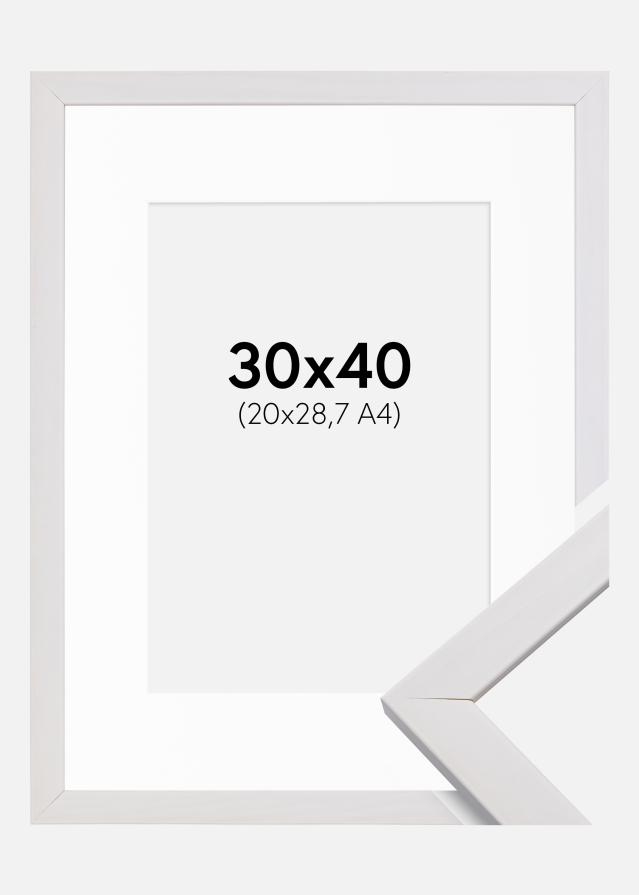 Okvir Profinjeni Bijelo 30x40 cm - Paspartu Bijelo 21x29,7 cm (A4)