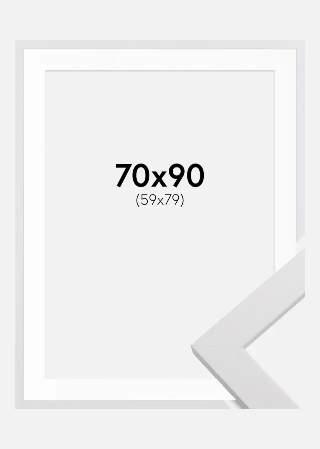 Okvir White Wood 70x90 cm - Paspartu Bijelo 60x80 cm