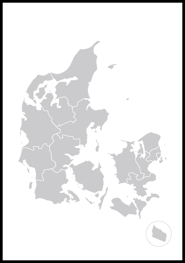 Karta - Danmark - Siva Plakat