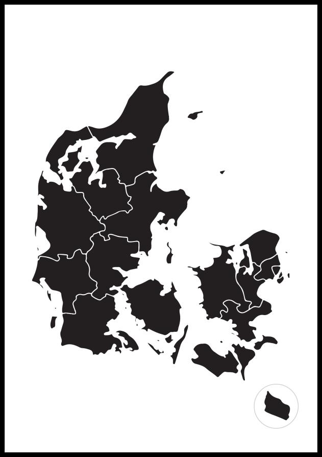 Karta - Danmark - Crno Plakat