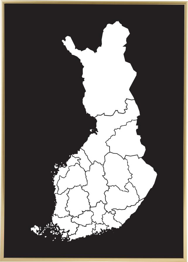 Karta - Finland - Bijelo Plakat