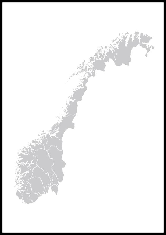 Karta - Norge - Siva Plakat