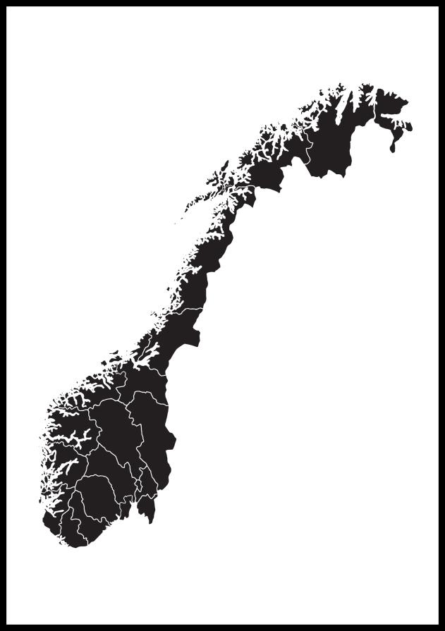 Karta - Norge - Crno Plakat
