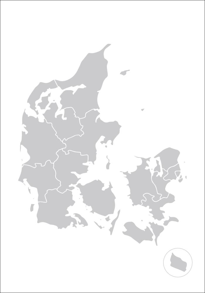 Karta - Danmark - Siva Plakat