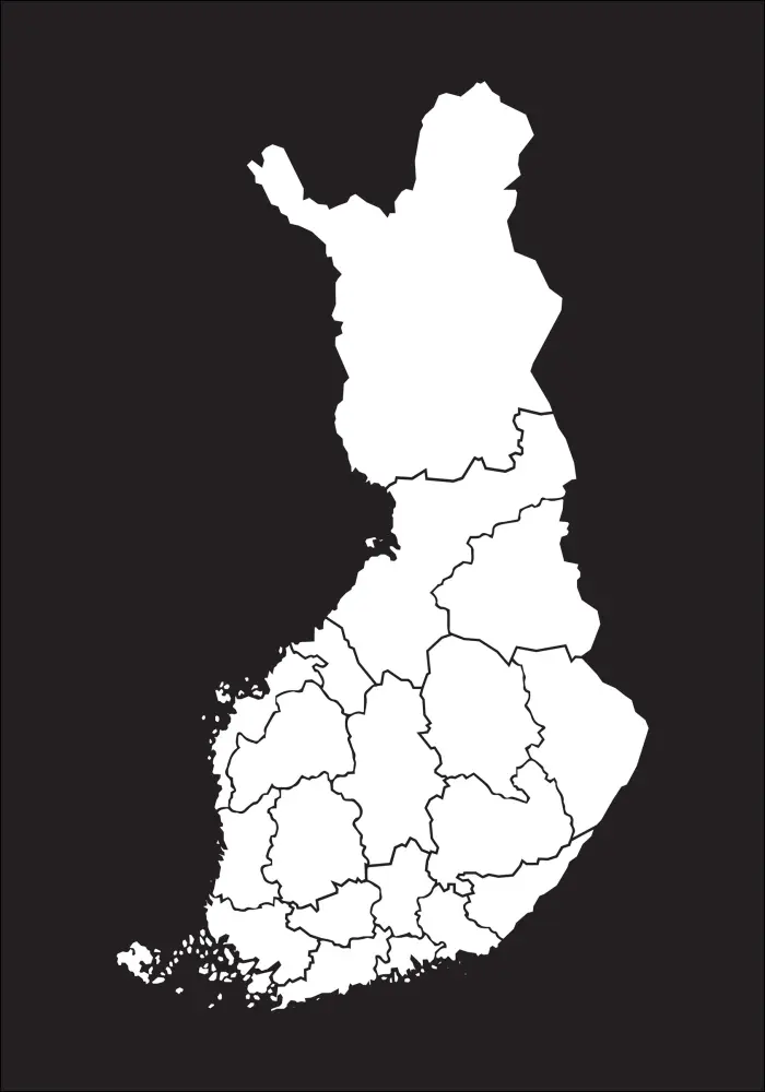 Karta - Finland - Bijelo Plakat