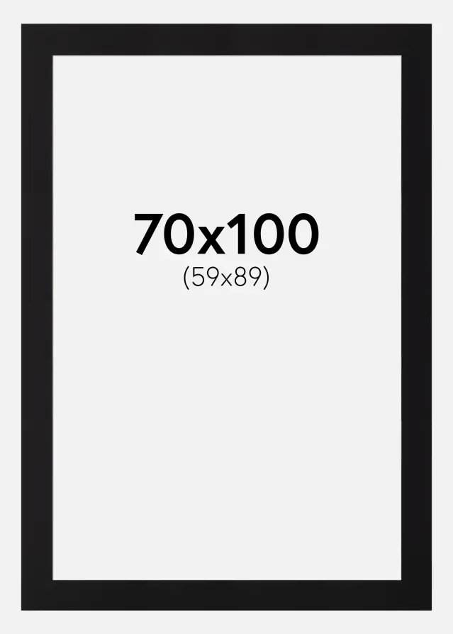 Paspartu Crno Standardni Bijeli unutarnji rub 70x100 cm (59x89)