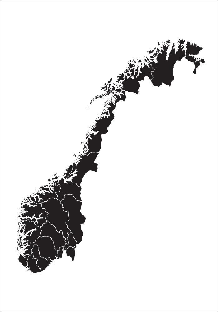 Karta - Norge - Crno Plakat