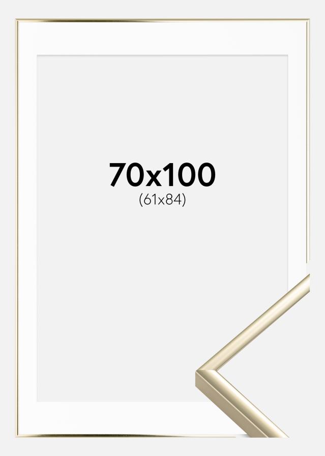 Okvir Aluminij Sjajna Zlatna 70x100 cm - Paspartu Bijelo 62x85 cm