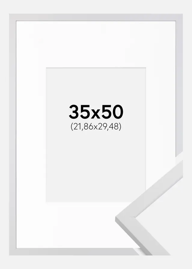 Okvir Trendy Bijelo 35x50 cm - Paspartu Bijelo 9x12 inches