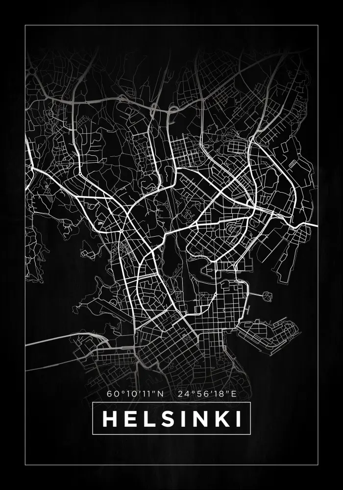 Karta - Helsinki - Crno Plakat